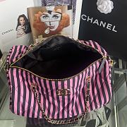 Chanel Large Bowling Bag Fabric Gold Black Pink 20x35x18cm - 6