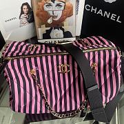 Chanel Large Bowling Bag Fabric Gold Black Pink 20x35x18cm - 4