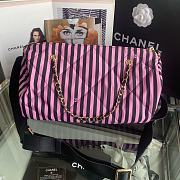 Chanel Large Bowling Bag Fabric Gold Black Pink 20x35x18cm - 2