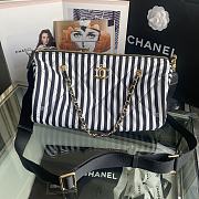 Chanel Large Bowling Bag Fabric Gold Black White 20x35x18cm - 1