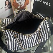 Chanel Large Bowling Bag Fabric Gold Black White 20x35x18cm - 3