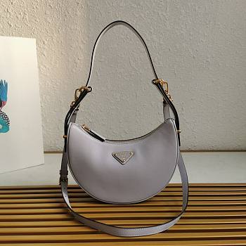 Prada Arqué Leather Shoulder Bag Grey 22x18x6cm