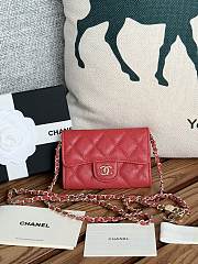 Chanel Wallet Red Chain 11x7cm - 1