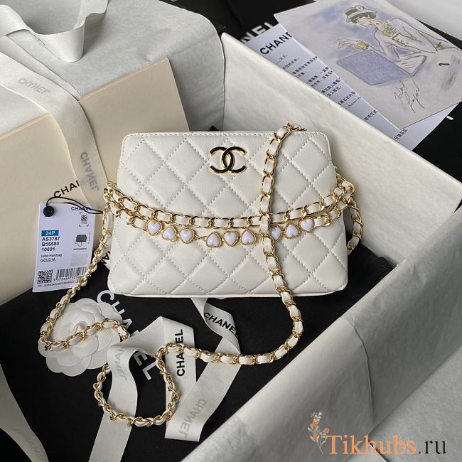 Chanel Clutch With Strap White Bag 13x19x8cm - 1