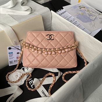 Chanel Clutch With Strap Pink Bag 13x19x8cm