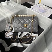 Chanel Mini Flap Bag Handle Grey Lambskin 13x19x7cm - 1