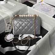 Chanel Mini Flap Bag Handle Grey Lambskin 13x19x7cm - 6