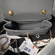 Chanel Mini Flap Bag Handle Grey Lambskin 13x19x7cm - 3