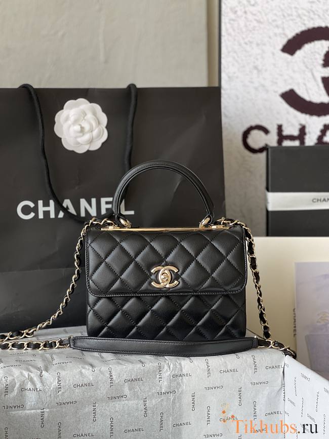 Chanel Mini Trendy Top Handle Black Bag 19.5cm - 1