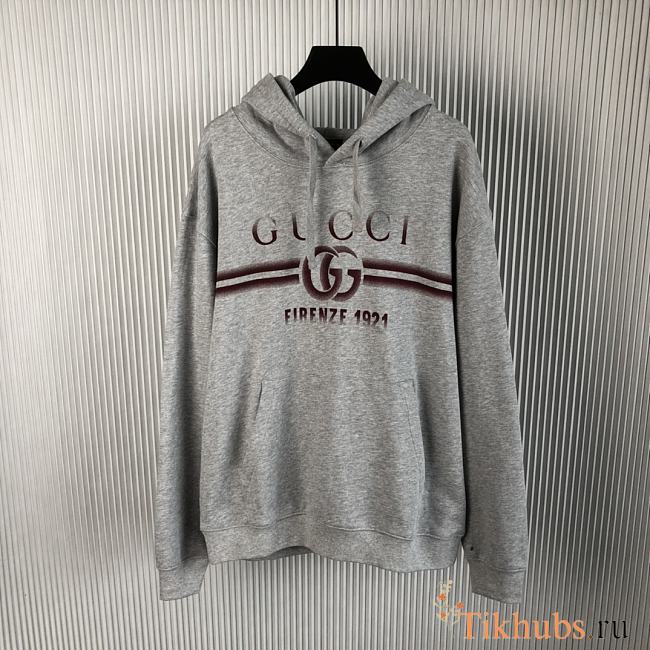 Gucci Cotton Jersey Hooded Grey Sweatshirt  - 1