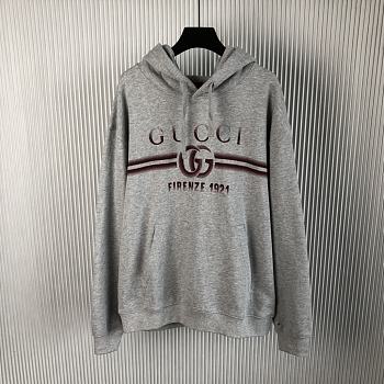 Gucci Cotton Jersey Hooded Grey Sweatshirt 
