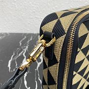 Prada Symbol Embroidered Fabric Bag Black Beige 22x16x6cm - 5