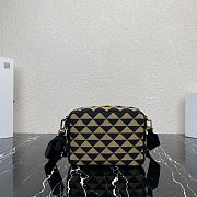 Prada Symbol Embroidered Fabric Bag Black Beige 22x16x6cm - 4