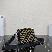 Prada Symbol Embroidered Fabric Bag Black Beige 22x16x6cm - 3