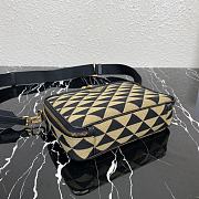 Prada Symbol Embroidered Fabric Bag Black Beige 22x16x6cm - 2