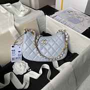 Chanel 24P Hobo Bag Blue 20x13x4.5cm - 1