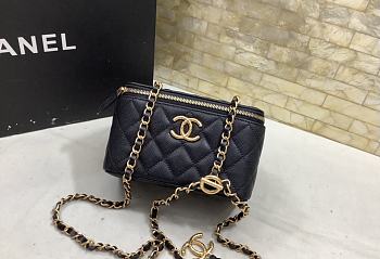 Chanel Vanity Case Black Caviar Gold Bag 17cm