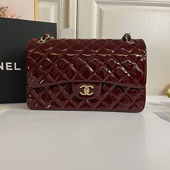 Chanel Jumbo Flap Bag Wine Patent Gold 30cm