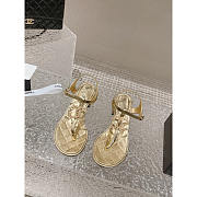 Chanel Pearl Leather Sandals Gold - 1