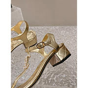 Chanel Pearl Leather Sandals Gold - 4