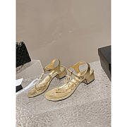 Chanel Pearl Leather Sandals Gold - 3