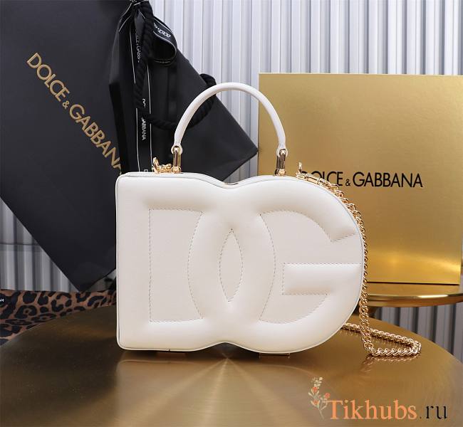 Dolce & Gabbana DG Logo Box Handbag White 20x15x6.5cm - 1