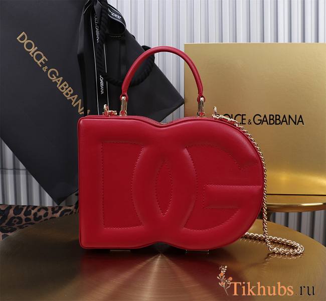 Dolce & Gabbana DG Logo Box Handbag Red 20x15x6.5cm - 1