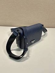 Prada Saffiano Leather Shoulder Bag Blue 19x13x5cm - 3