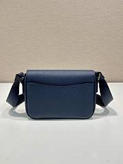 Prada Saffiano Leather Shoulder Bag Blue 19x13x5cm - 2