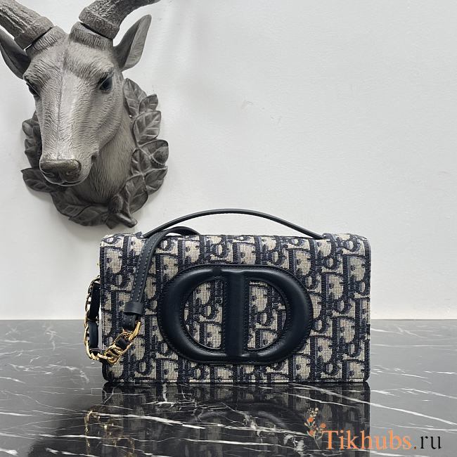 Dior Miniborsa CD Signature Jacquard Oblique Blu 21x11x5cm - 1