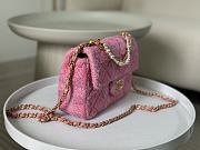 Chanel Flap Bag Tweed Pink 19x6.5x13cm - 4