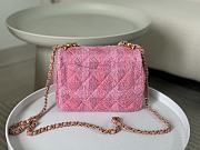 Chanel Flap Bag Tweed Pink 19x6.5x13cm - 2