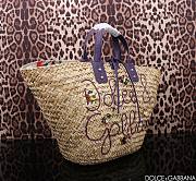 Dolce DG Straw Kendra Bag Purple 44x25x17cm - 5