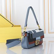 Fendi Baguette Leather Bag Multicolour Blue FF Inlay 27x15x6cm - 6