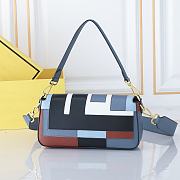 Fendi Baguette Leather Bag Multicolour Blue FF Inlay 27x15x6cm - 4