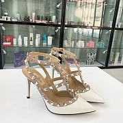 Valentino Garavani Rockstud Ankle Strap White Patent Heel 10cm - 1