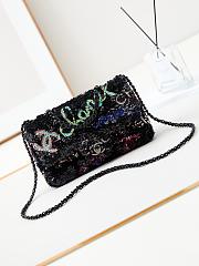 Chanel Flap Bag Black Sequin 21x14x8cm - 1