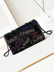 Chanel Flap Bag Black Sequin 21x14x8cm - 5