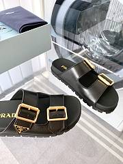 Prada Leather Strap Mules Black - 3