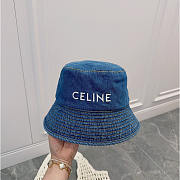 Celine Denim Buckle Hat Blue - 1