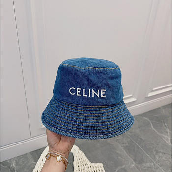 Celine Denim Buckle Hat Blue