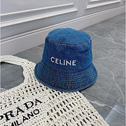 Celine Denim Buckle Hat Blue - 4