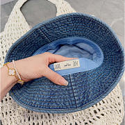 Celine Denim Buckle Hat Blue - 2