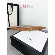 Gucci Leather Belt Gold Brown 2cm - 1