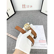 Gucci Leather Belt Gold Brown 2cm - 4