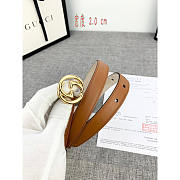 Gucci Leather Belt Gold Brown 2cm - 3