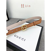 Gucci Leather Belt Gold Brown 2cm - 2