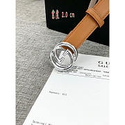 Gucci Leather Belt Silver Brown 2cm - 4