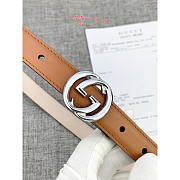Gucci Leather Belt Silver Brown 2cm - 2