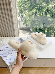 Celine Fur White Slides - 3